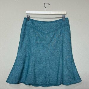 LOFT skirt women 10 wool blend A-line flared mermaid knee length blue
